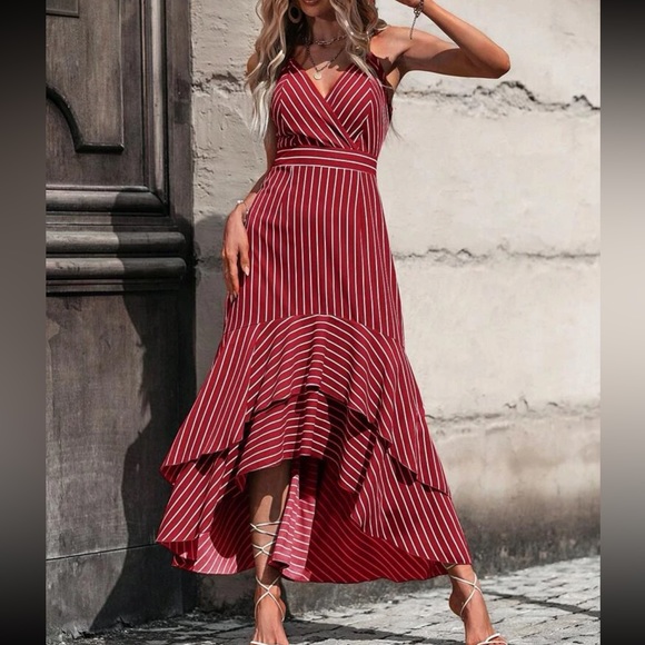 Boho striped ruffle trim maxi dress - Picture 11 of 16
